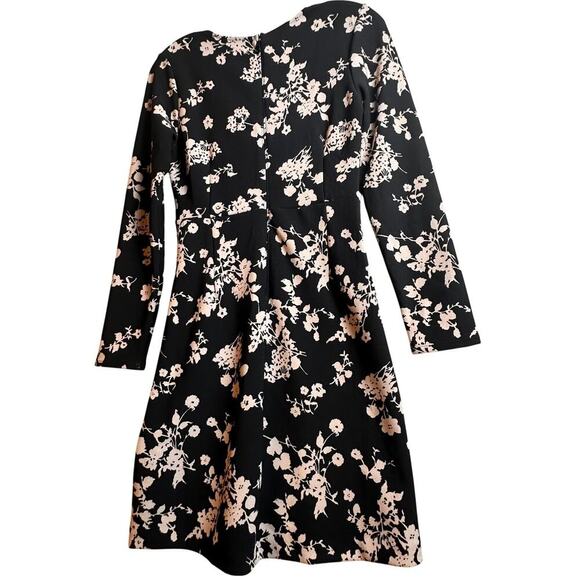 Abercrombie & Fitch NWT Black Pink Floral Long Sleeve O Ring V Neck Mini Dress S - Picture 4 of 16